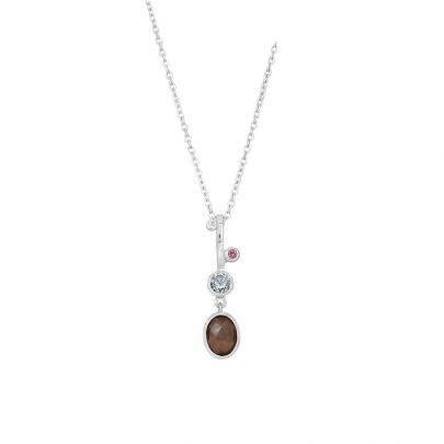 Rabinovich zilveren Glam ketting met rookkwarts, topaas en toermalijn 45 cm., 78802022 Zilver Rabinovich