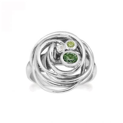 Rabinovich zilveren Curlicue ring met kwarts, peridot en topaas, 79003024-56 Zilver Rabinovich