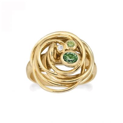 Rabinovich goud op zilveren Curlicue ring met kwarts en peridot, 79003324-56 Verguld zilver Rabinovich