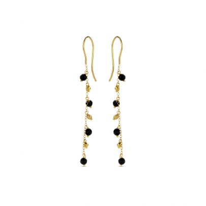 Casa Jewelry goud op zilveren oorhangers met onyx, TG.9000.00 Verguld zilver Casa Jewelry