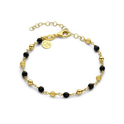 Casa Jewelry goud op zilveren Riva armband met onyx 17-19 cm., TA.9000.00 Verguld zilver Casa Jewelry