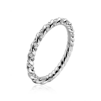 Zinzi zilveren getorste ring met zirkonia, ZIR2320-52 Zilver Zinzi