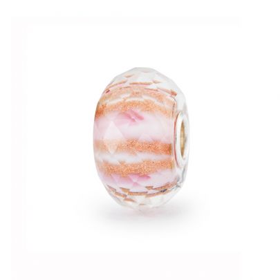 Trollbeads zilveren glasbedel Roze melodie, TGLBE-30100 Zilver Glas Trollbeads