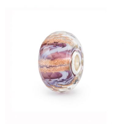 Trollbeads zilveren glasbedel Violet melodie, TGLBE-30102 Zilver Glas Trollbeads