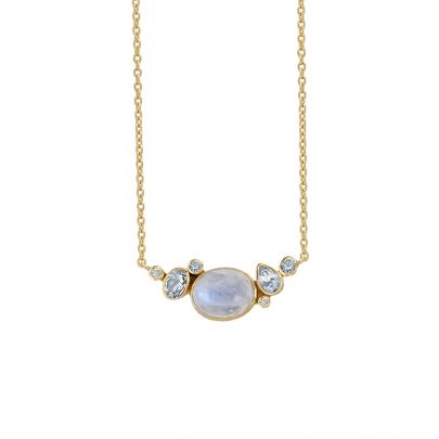 Rabinovich goud op zilveren Blue Moon ketting met maansteen, topaas en zirkonia 42 - 45 cm., 77102321 Verguld zilver Rabinovich