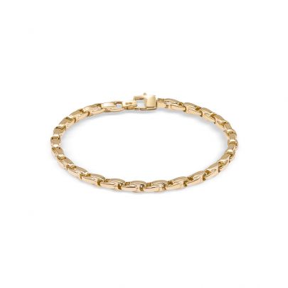 Monzario geelgouden armband met bolle schakels 19 cm., 1454A GEEL Goud Monzario