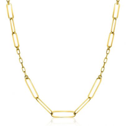 Zinzi goud op zilveren closed forever ketting 40 - 45 cm., ZIC2361 Verguld zilver Zinzi