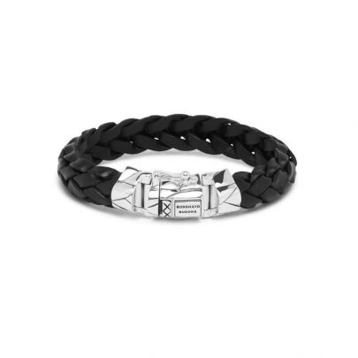 Buddha to Buddha Mangky zwart lederen armband 21 cm., 127BL F Zilver Leer Buddha to Buddha