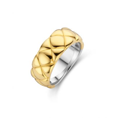 Ti Sento goud op zilveren ring met kussenmotief, 12288SY/56 Zilver Verguld zilver Ti Sento