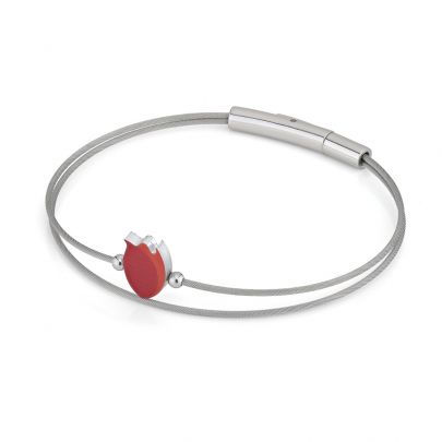 Clic aluminium/stalen armband tulp 18 cm., AtulipB-R Aluminium Edelstaal Clic by Suzanne