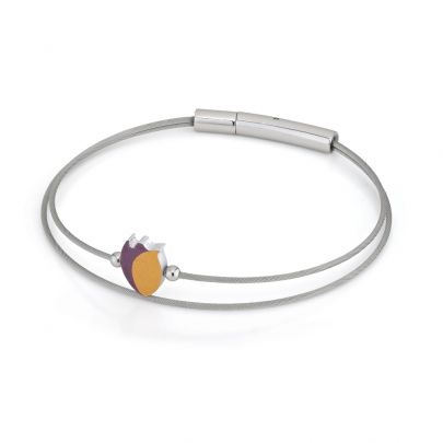 Clic aluminium/stalen bicolor armband tulp 18 cm., AtulipB-G Aluminium Edelstaal Clic by Suzanne