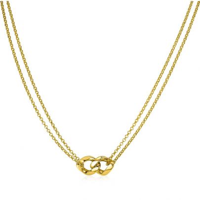 Zinzi goud op zilveren multi-look ketting 45 cm., ZIC2331 Verguld zilver Zinzi