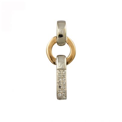 Bicolor hanger met diamant, Italië ca. 2000 Goud