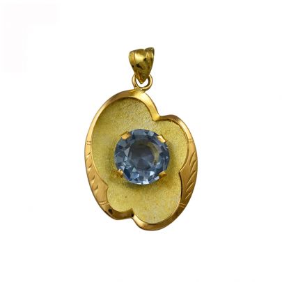 18 kt. Geelgouden fantasie hanger met synthetische blauwe spinel, Nederland ca. 1960 Goud