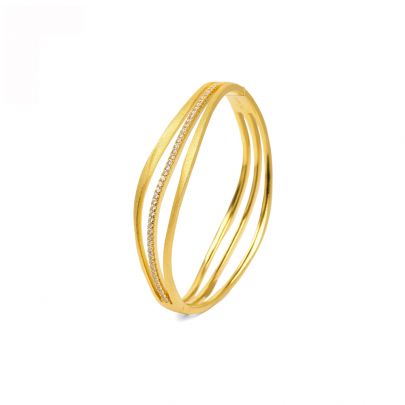 Bernd Wolf goud op zilveren bangle met zirkonia 63 mm., 63019156 Verguld zilver Bernd Wolf