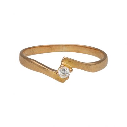 Roodgouden slagring met diamant Goud