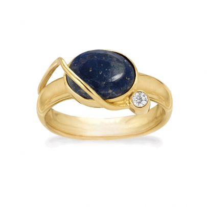 Rabinovich goud op zilveren Starry Night ring met lapis lazuli en zirkonia, 80003314-56 Verguld zilver Rabinovich