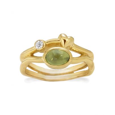 Rabinovich goud op zilveren Rainforest Dew ring met peridot en zirkonia, 80203379-54 Verguld zilver Rabinovich