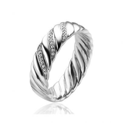 Zinzi zilveren ring met gedraaid motief en zirkonia's, ZIR2244-56 Zilver Zinzi