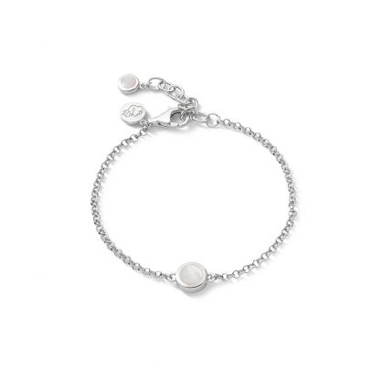 Casa Jewelry zilveren Pom Solo armband met parelmoer 16 - 19 cm., PA.0010.00 Zilver Casa Jewelry