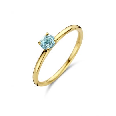 Rikkoert geelgouden ring met blauwe topaas Goud Rikkoert Huiscollectie