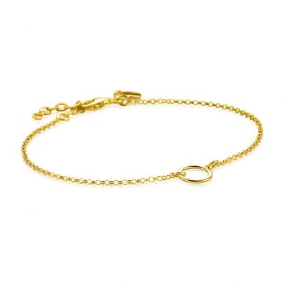 Zinzi goud op zilveren armband met opengewerkte cirkel 16,5 - 19 cm., ZIA2523G Verguld zilver Zinzi