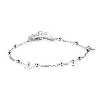 Zinzi zilveren armband met bolletjes en hartjes 17 - 20 cm., ZIA2531 Zilver Zinzi