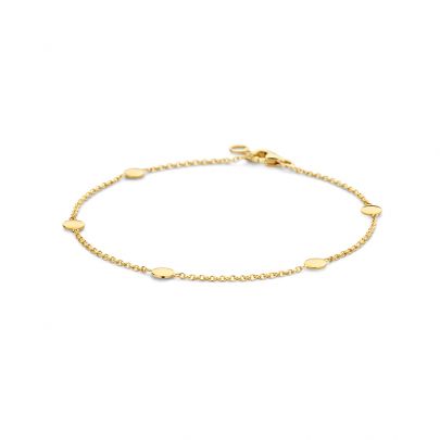 Blush geelgouden schakelarmband met ronde plaatjes 18,5 cm., 2222YGO Goud Blush