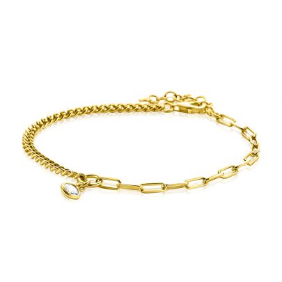 Zinzi goud op zilveren armband met zirkonia 17 - 20 cm., ZIA2480 Verguld zilver Zinzi