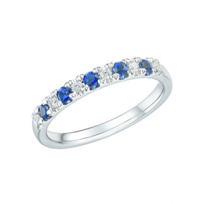 Rikkoert witgouden ring met blauwe saffier en diamant Goud Rikkoert Huiscollectie