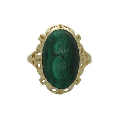 Geelgouden ring met malachiet, Rotterdam ca. 1970 Goud