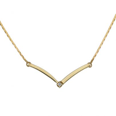 Geelgouden choker met diamant 43 cm. Goud