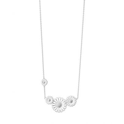 Georg Jensen zilveren Daisy Four Flowers ketting met wit emaille 41 - 45 cm., 20001533 Zilver Georg Jensen