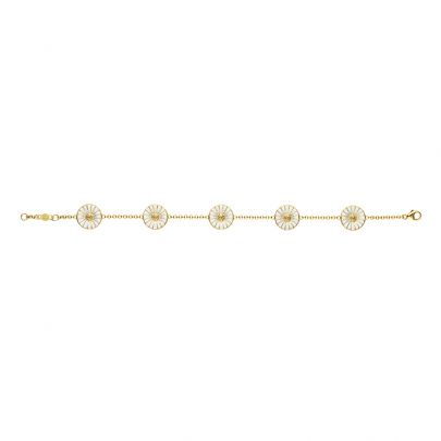 Georg Jensen 18 kt. goud op zilveren Daisy armband met wit emaille 18,5 cm., 3530912 Verguld zilver Georg Jensen