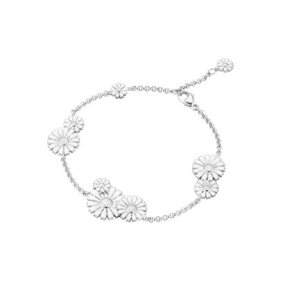 Georg Jensen zilveren Daisy armband met wit emaille 16,5 - 18,5 cm., 20001539 Zilver Georg Jensen