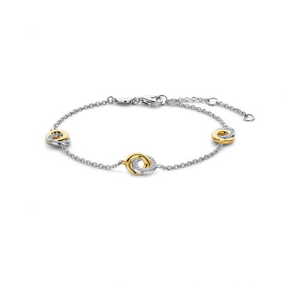 Ti Sento goud op zilveren armband met cirkels en zirkonia 16 -20 cm., 2925ZY Zilver Verguld zilver Ti Sento