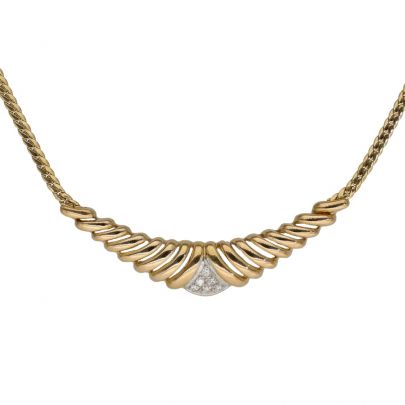 Geelgouden choker met diamant 43 cm., ItaliÎ ca. 1990 Goud