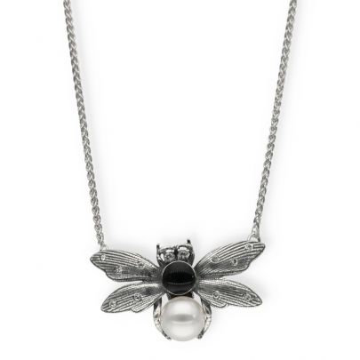 Timeless Classics by GL zilveren ketting bij met onyx, parel en zirkonia 41 cm., 65271 Zilver Timeless Classics by GL