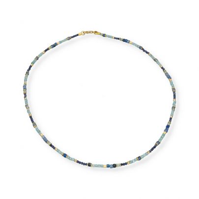 Stones in Style goud op zilveren ketting met apatiet en blauwe saffier 43 cm., N-24-13608 GO Verguld zilver Stones in Style