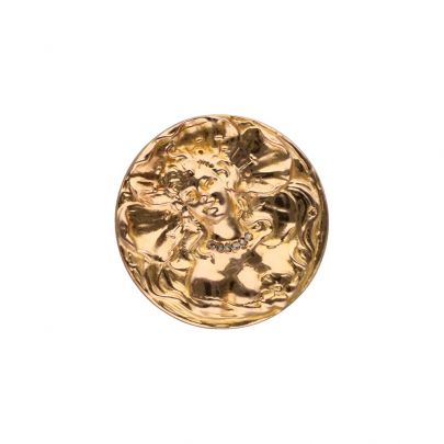 Geelgouden Art Nouveau vrouwenhoofd broche met roosdiamant, Nederland ca. 1900 Goud