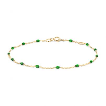 Blush geelgouden armband met groen emaille 16,5 - 18,5 cm., 2226YRG Geelgoud Blush