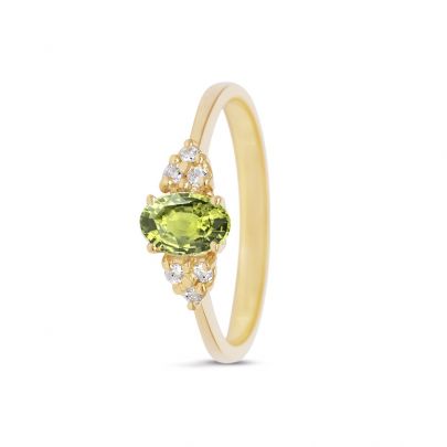 Miss Spring geelgouden Hannah ring met peridot en diamant, MSR584GG-PE-55 Goud Miss Spring