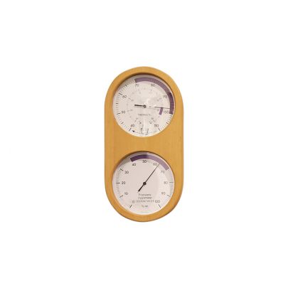 Blank eiken houten thermo- en hygrometer, 203123 Hout Blank eiken Rikkoert Huiscollectie