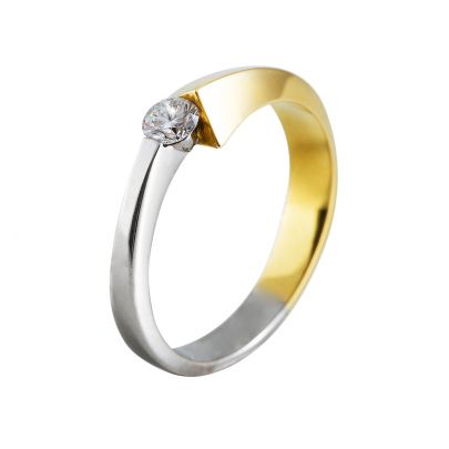 Rikkoert 14 kt. bicolor ring met diamant Goud Rikkoert Huiscollectie