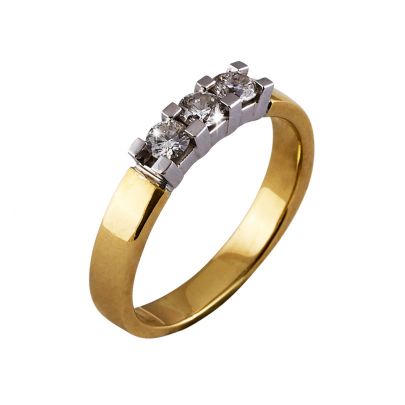 Rikkoert bicolor gouden memoire ring met diamant Goud Rikkoert Huiscollectie