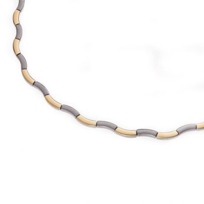 Boccia vergulde/titanium ketting 45 cm.