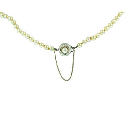 Zoutwaterparel collier met zilveren slot 50 cm. Zilver