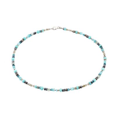 Stones in Style zilveren ketting met verschillende edelstenen 45 cm., N-15-1438 Zilver Stones in Style