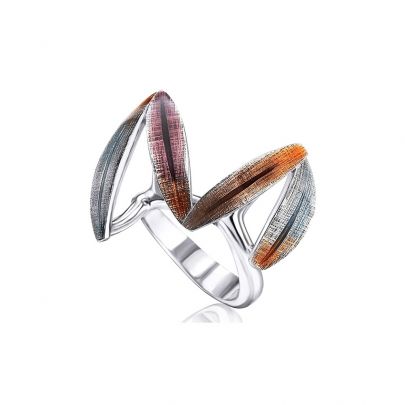 Daniel Vior zilveren Zig-Zag ring met emaille