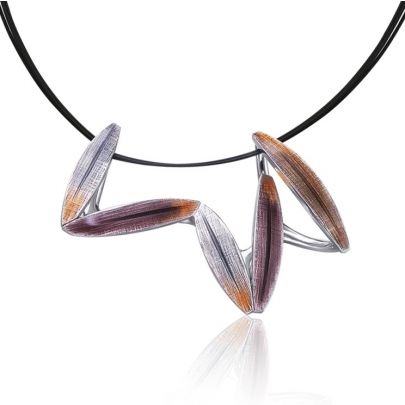 Daniel Vior zilveren Zig-Zag ketting met emaille 45 cm. , 766602